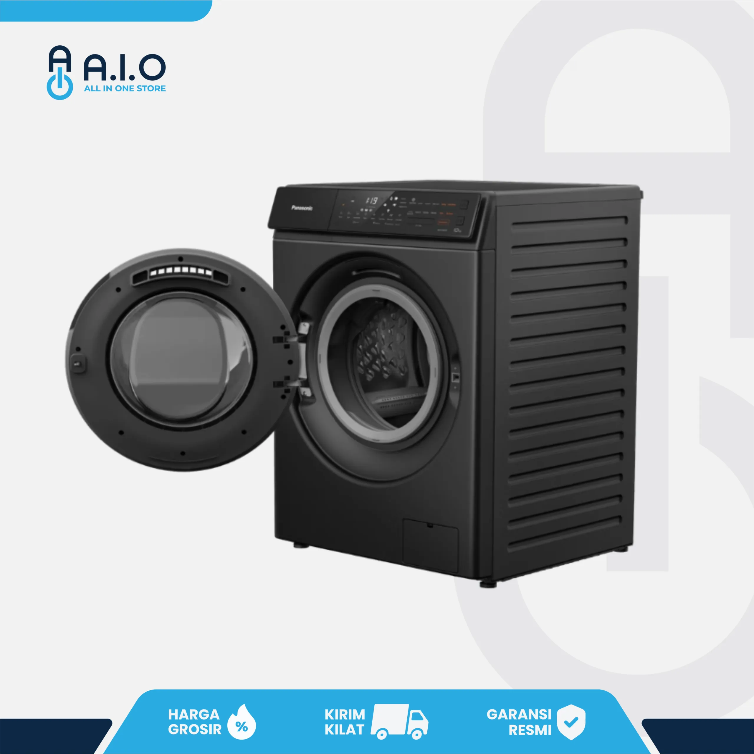 PANASONIC - MESIN CUCI FRONT LOADING 10 KG - NA V10FR1BNE 2 NA V10FR1BNE RIGHT OPEN