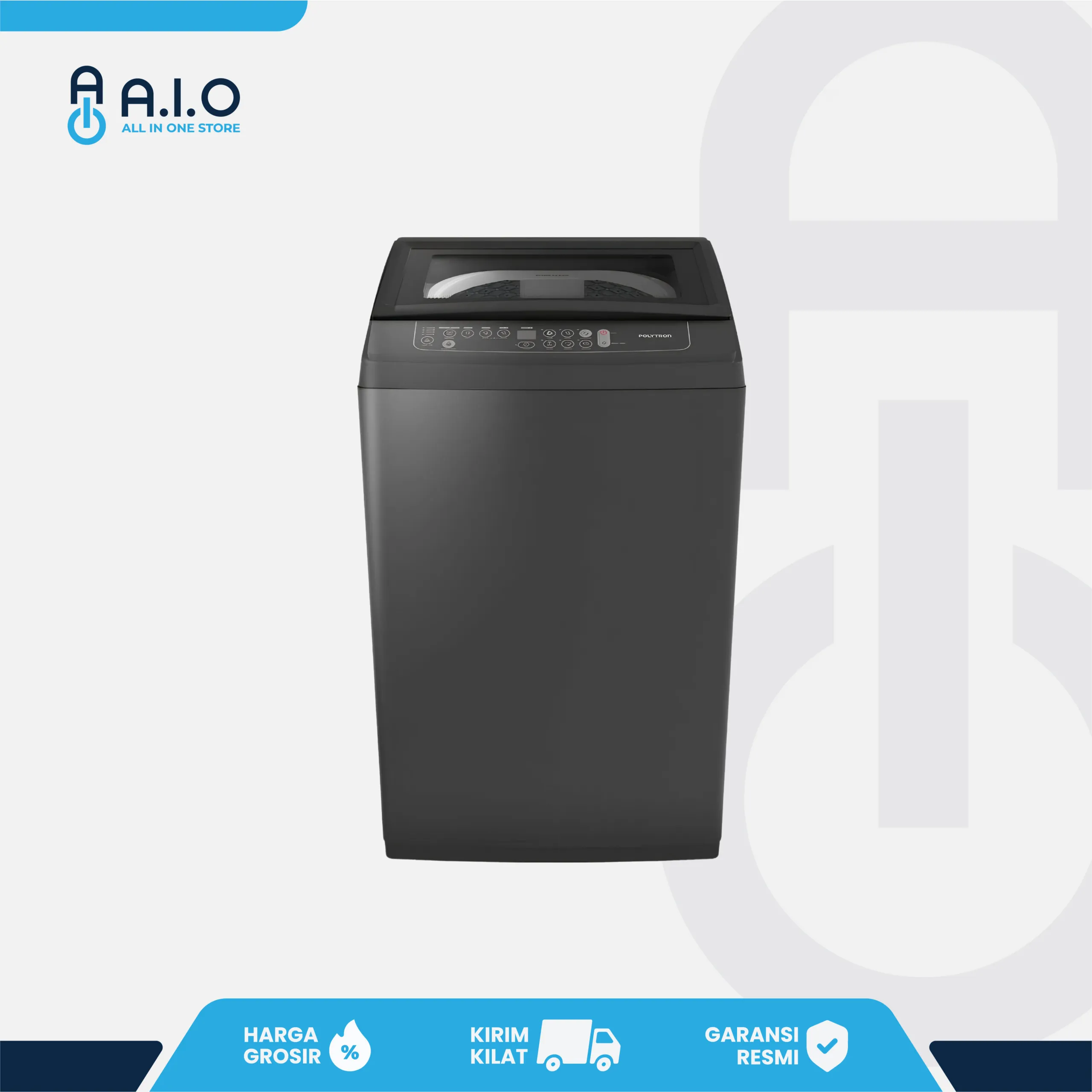 POLYTRON - MESIN CUCI TOP LOADING 7.5 KG - PAW 75518B 1 PAW 75518B FRONT