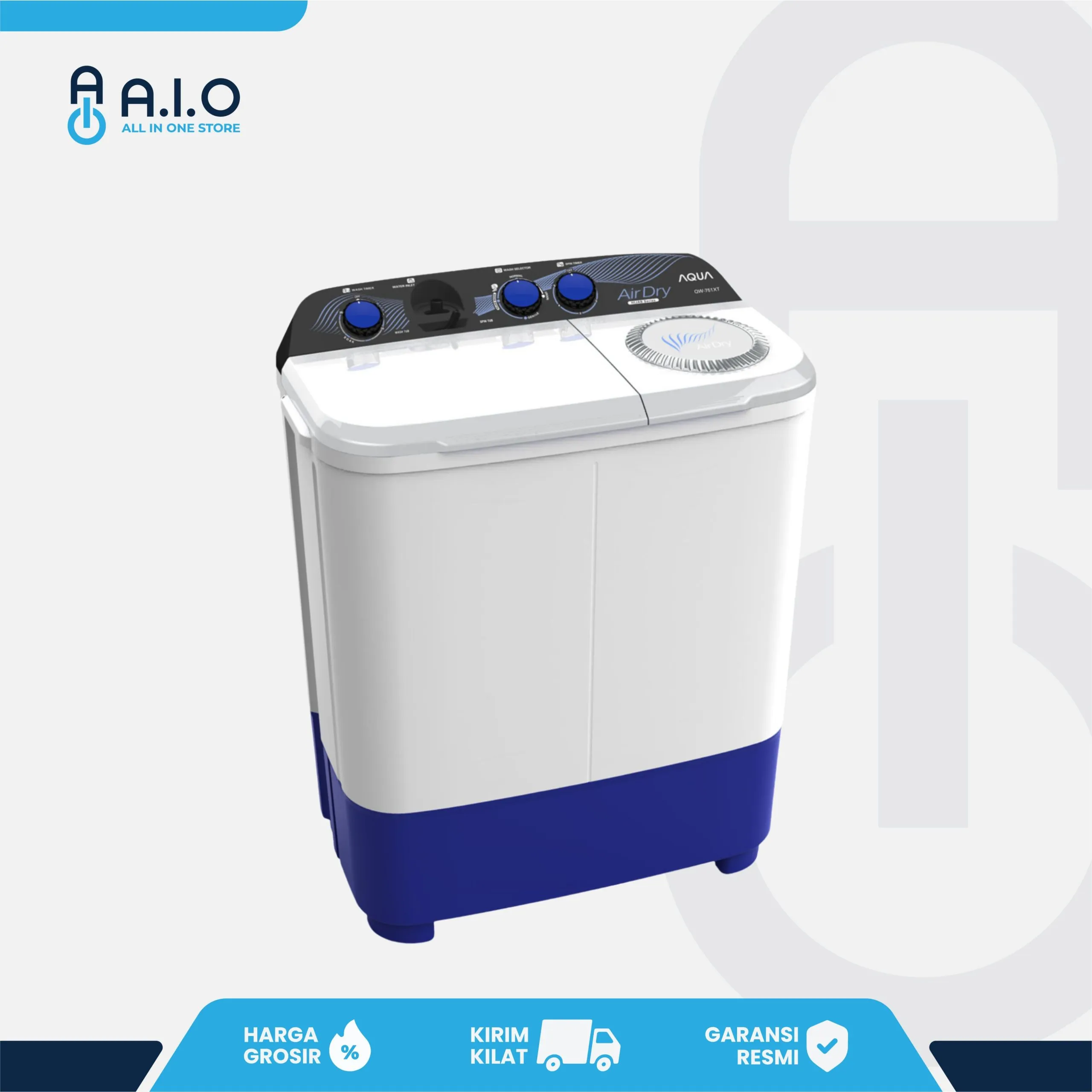 AQUA - MESIN CUCI 2 TABUNG 7 KG - QW 751XT 2 QW 751XT RIGHT