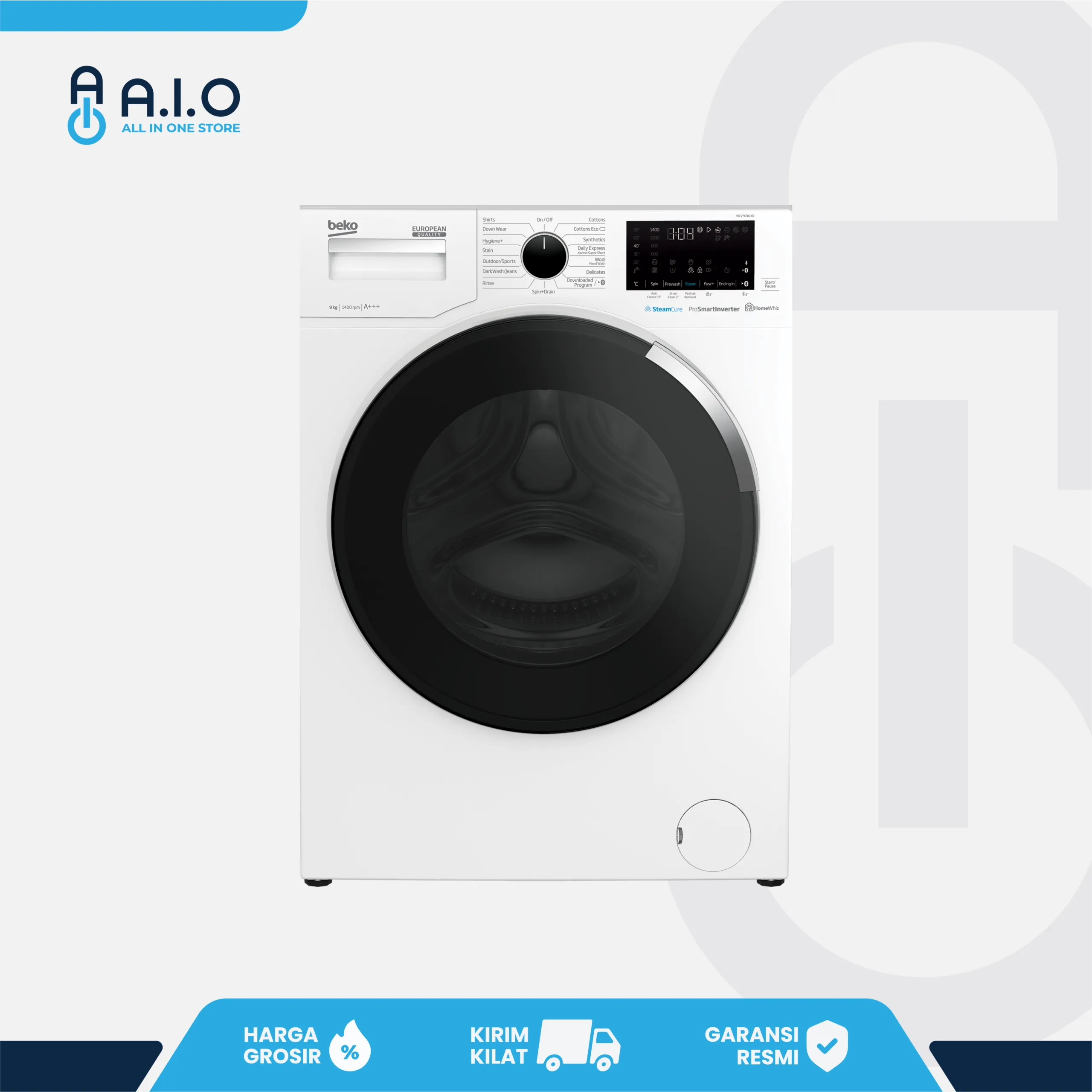 BEKO - MESIN CUCI FRONT LOADING 9 KG - WCV9746X 1 WCV9746X0 FRONT