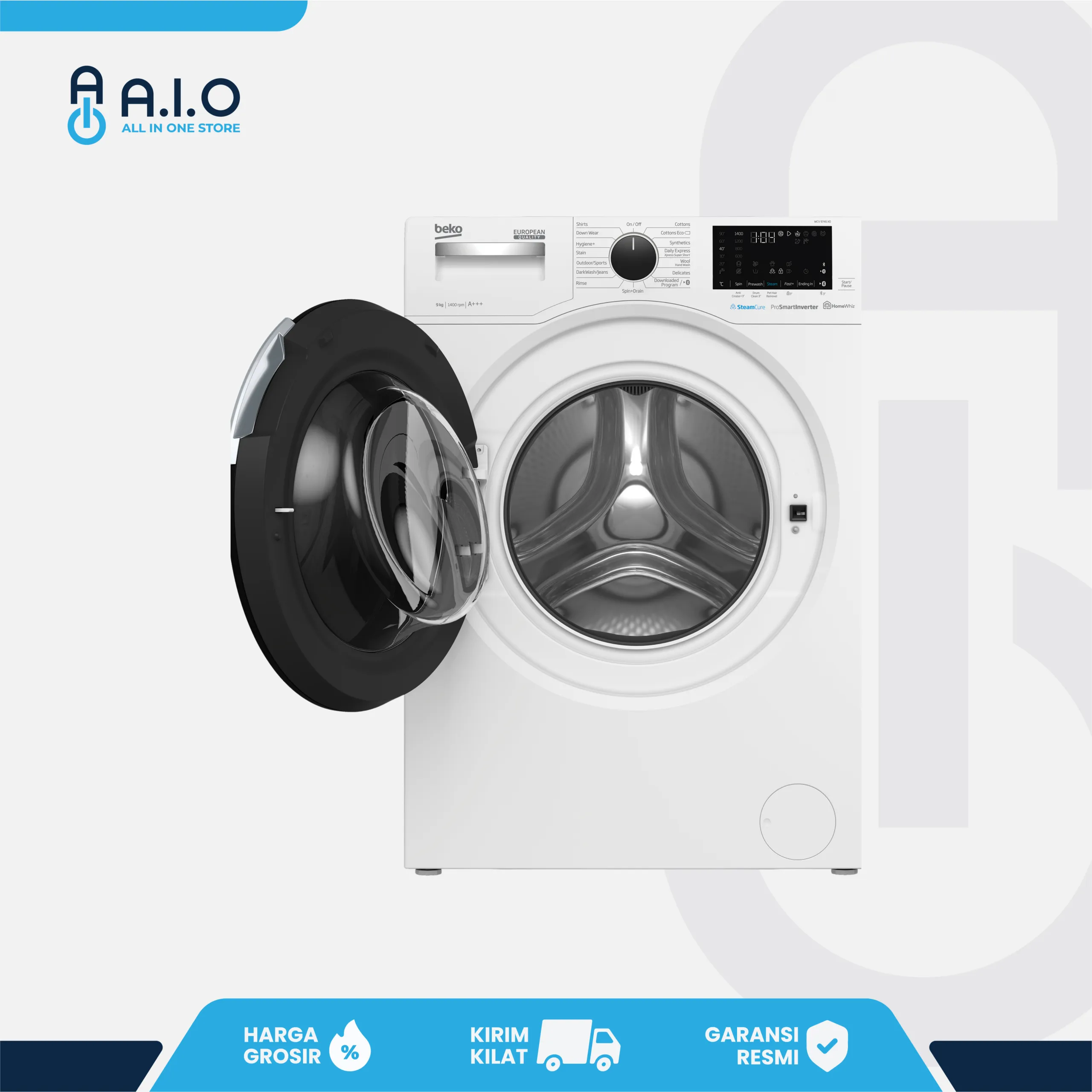 BEKO - MESIN CUCI FRONT LOADING 9 KG - WCV9746X 2 WCV9746X0 OPEN